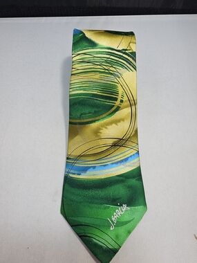 J. Garcia Chinese "Dragon" Abstract Silk Tie 62x3 Collector’s Edition Green Gold